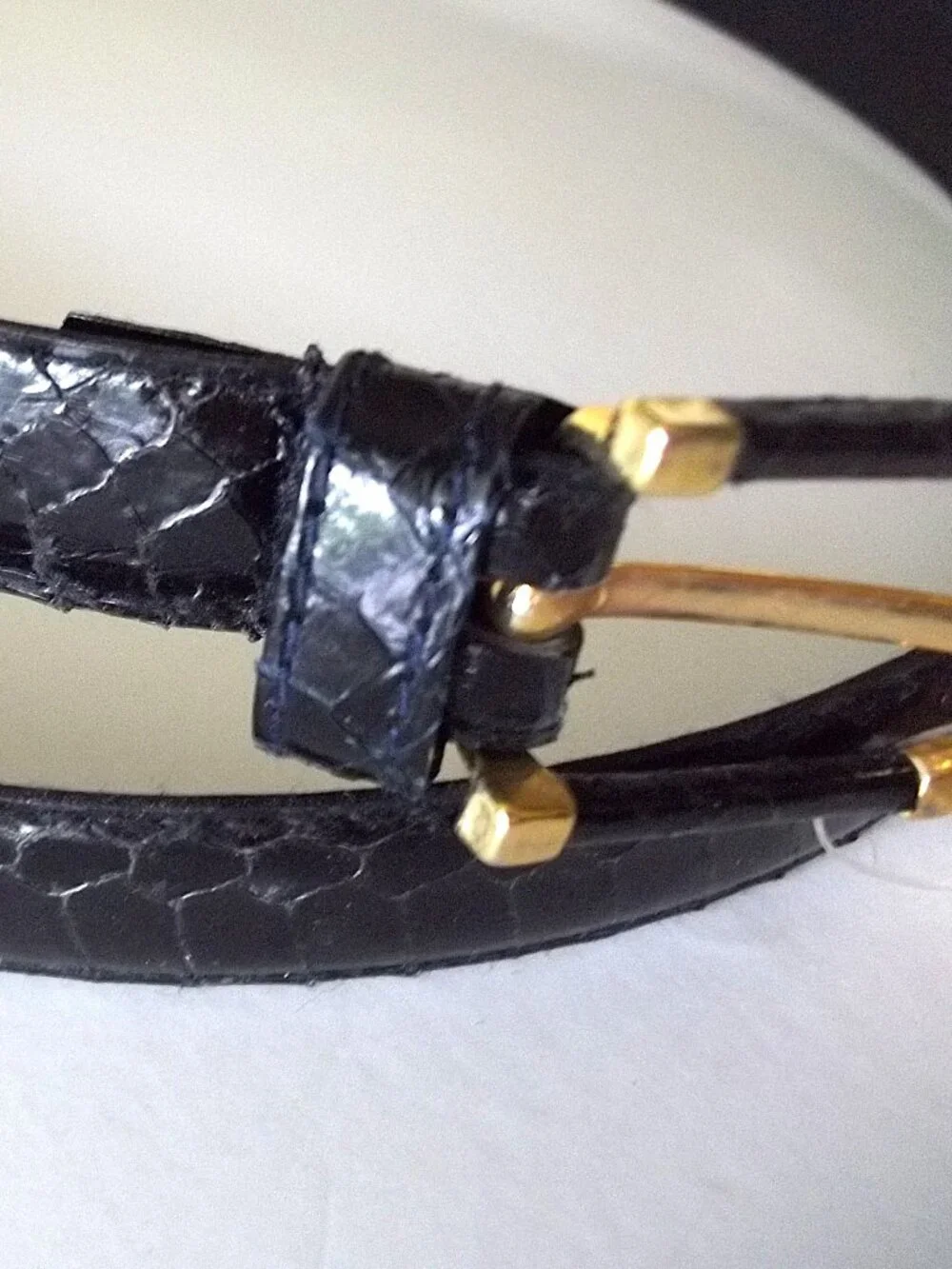 Vintage Genuine Snake Skin Ladies Skinny Belt, Black, M/L Taiwan, NWT